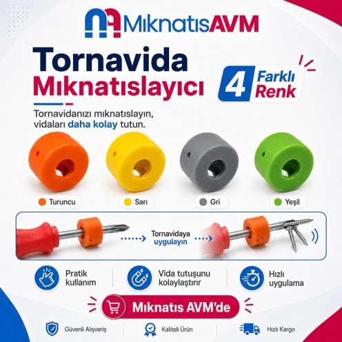Tornavida Ucu İçin Cıvata Tutucu Mıknatıs – Vidalama İşlerinde Pratik ve Güçlü Manyetik Tutma